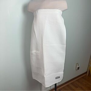 Boca Terry White Waffle Knit Spa Wrap Towel Chest Wrap Snap Closure - One Size